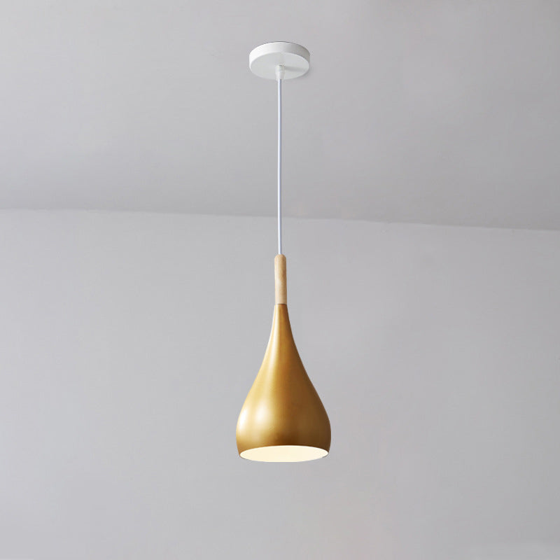 BowLift | Nordic Iron Wood Aluminum Pumpkin Water Drop 1-Light Pendant Light for Dining Room
