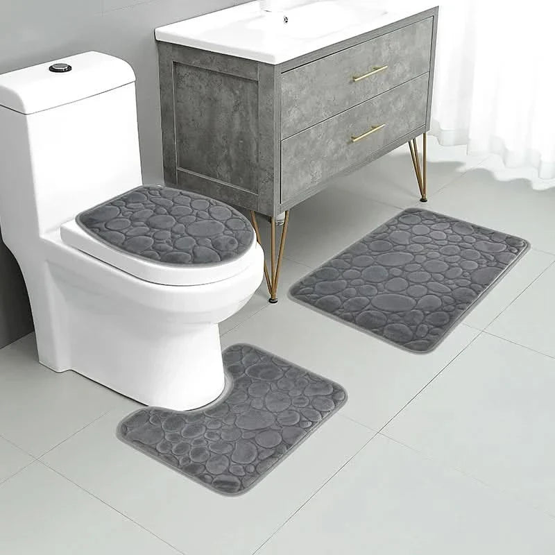 BowLift | 3-piece bathroom mat set made of microfiber, non-slip & absorbent