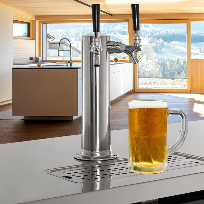 BowLift | Stainless Steel Double Tap Beer Dispenser Tap Column Beer Tower Dispenser Beer With Tap, 2 Hose Beer Tower Set For Home And Bar