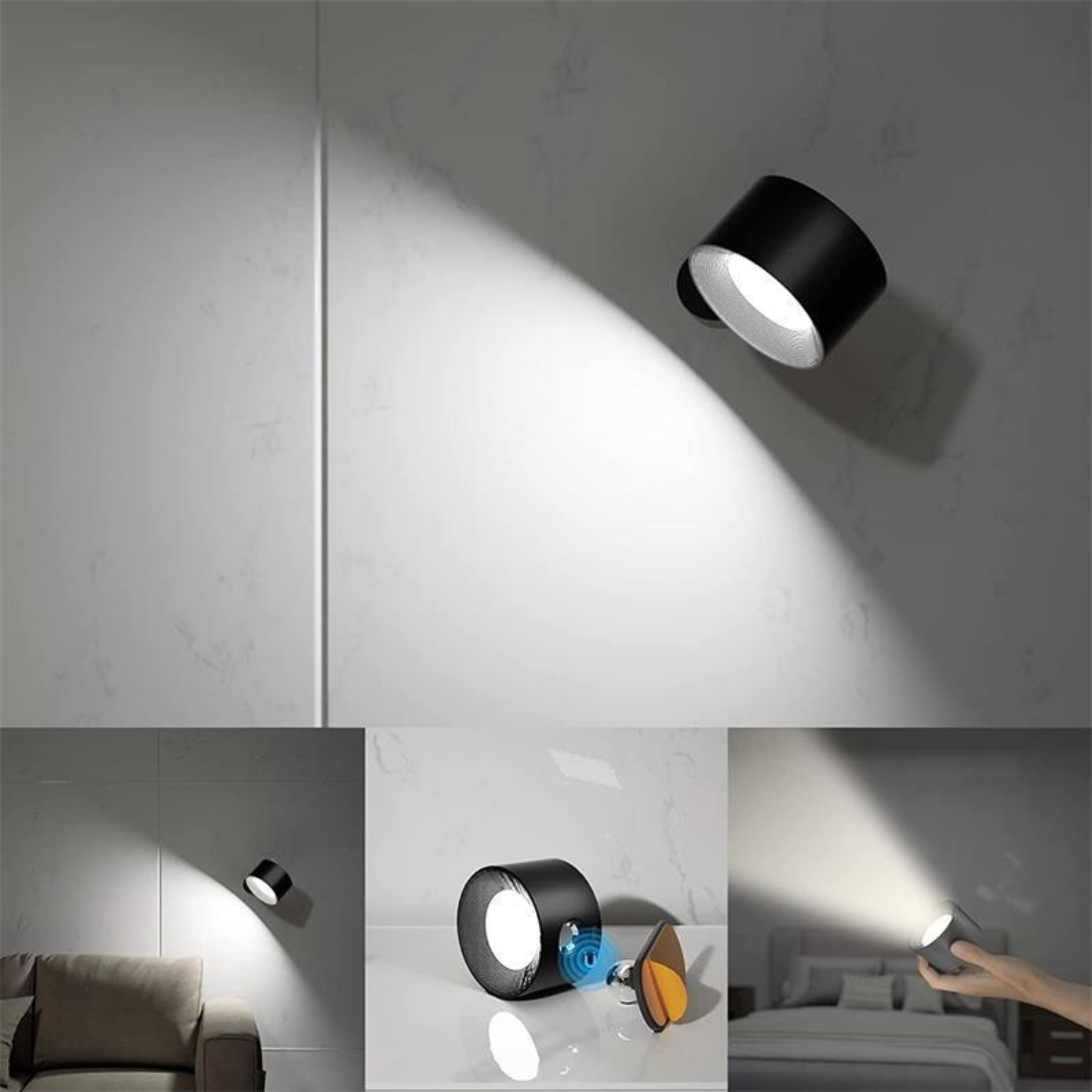 BowLift | FlexiLamp – Wireless Rechargeable 360° LED Wall Light for Indoors & Outdoors