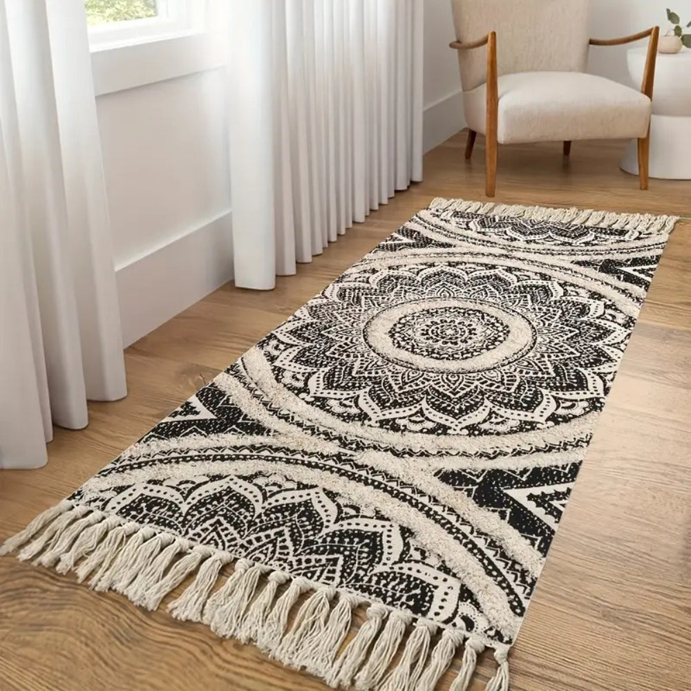 BowLift | Bohemian Black & Cream Runner Mat