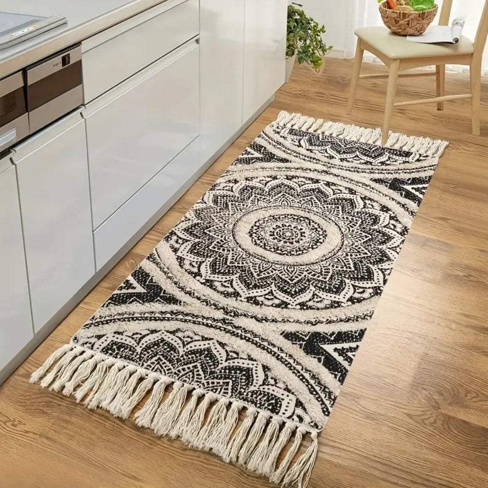 BowLift | Bohemian Black & Cream Runner Mat