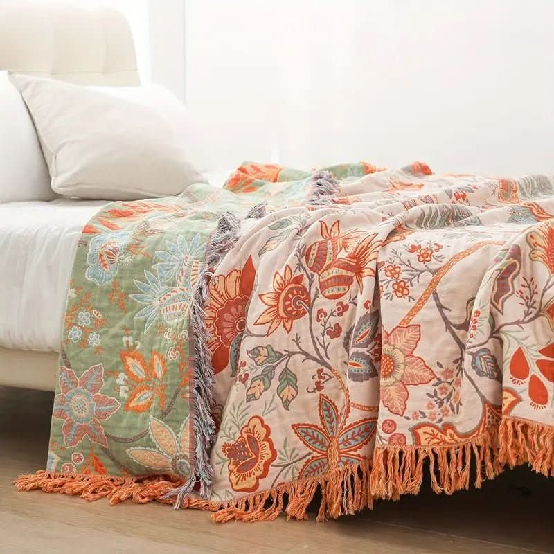 BowLift | Chic – Cotton Throw Blanket with Floral Pattern
