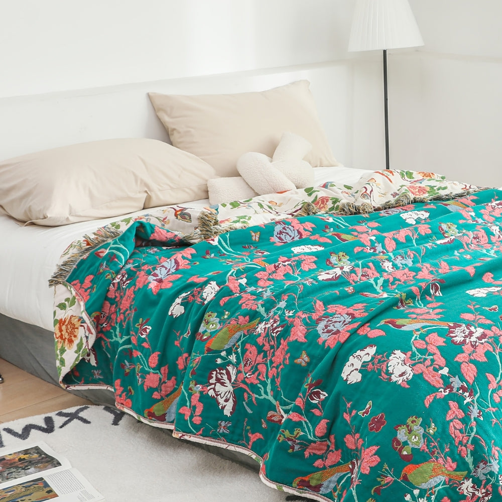BowLift | Botanic Bluebird Reversible Cotton Blanket