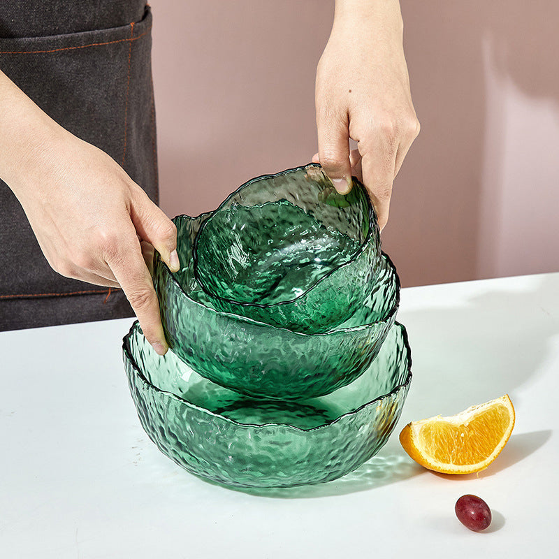 BowLift | Household Tableware And Dishes Set, Glass Salad Bowl, Large Fruit Bowl, Creative Tableware, Fruit Plate, Large Bowl, Bamboo Hat, Bowl And Plate