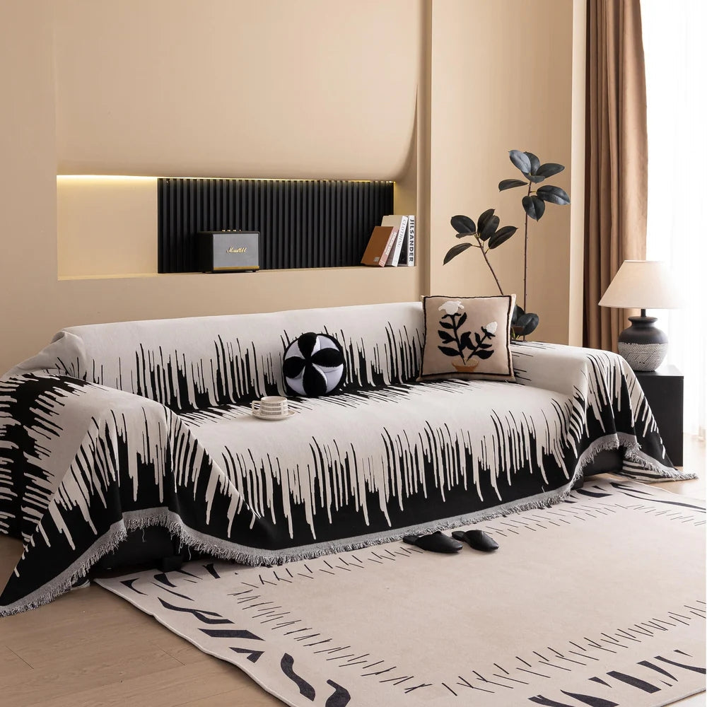 BowLift | Brushstroke Vertical Pattern Chenille Sofa Cover