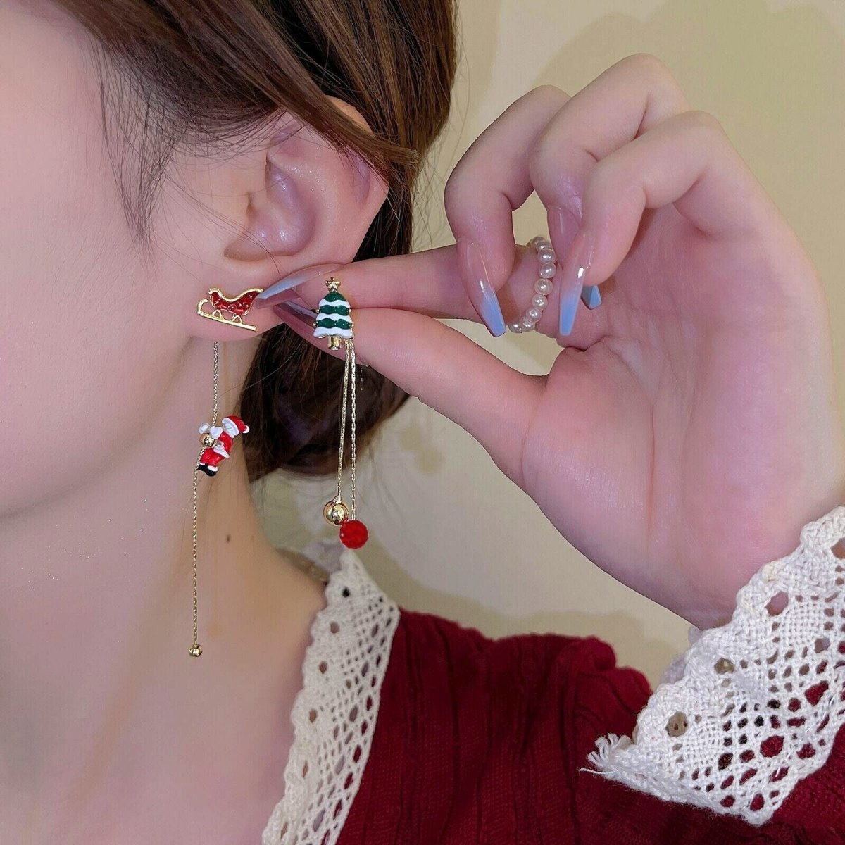 BowLift | Charming Santa Claus Tassel Earrings for a Festive Holiday Style