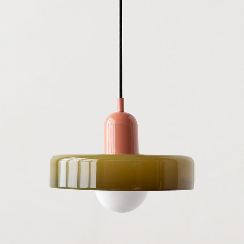 BowLift | Bauhaus Pendant Light | Colored Glass, Adjustable Height & Ideal for Dining Rooms and Modern Interiors