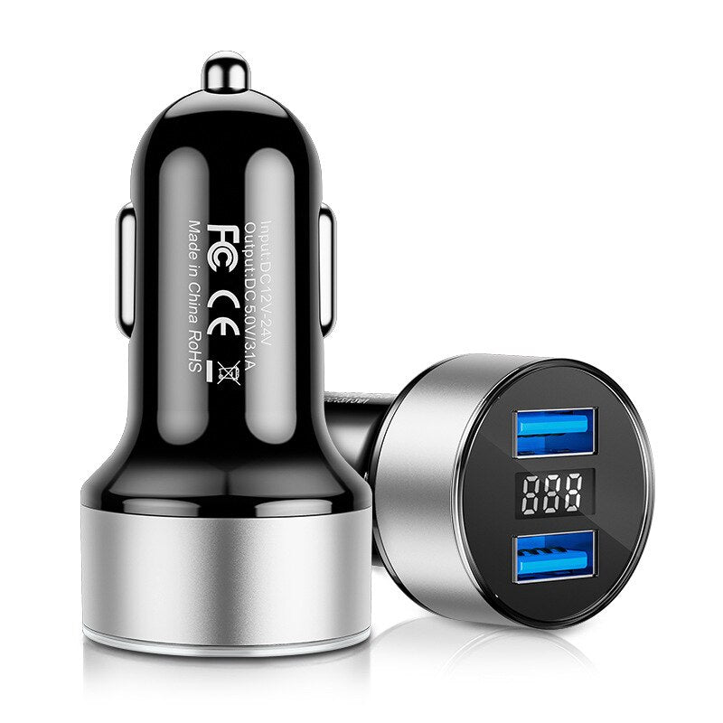 BowLift | Dual USB Car Charger LED Display