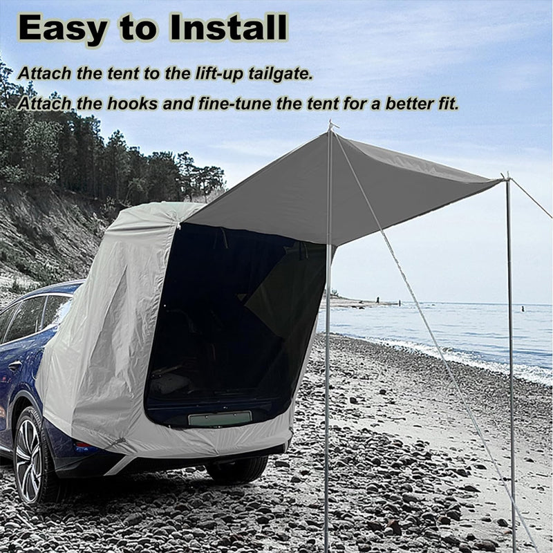 BowLift | Suv Tailgate Tent, Car Camping Tent With Awning Shade, Car Roof Canopy And Poles, Waterproof Car Tent For Outdoor Travel, Fit For Universal Mpvs Cuvs Van