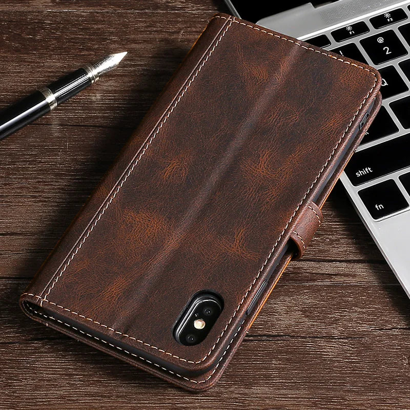BowLift | Wallet Magnetic Flip Leather Case for iPhone