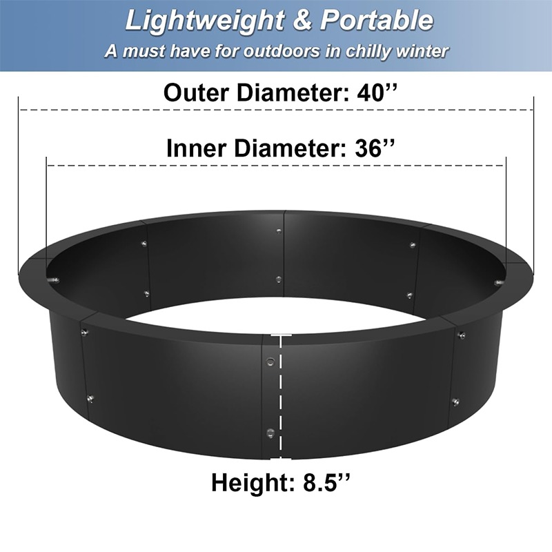 BowLift | Round Outdoor Charcoal Fire Pit Ring Insert 40 Inch OD, Heavy Duty Metal Steel DIY Fire Pit Liner Campfire Ring for Outdoor Wood Burning or Ground Burning