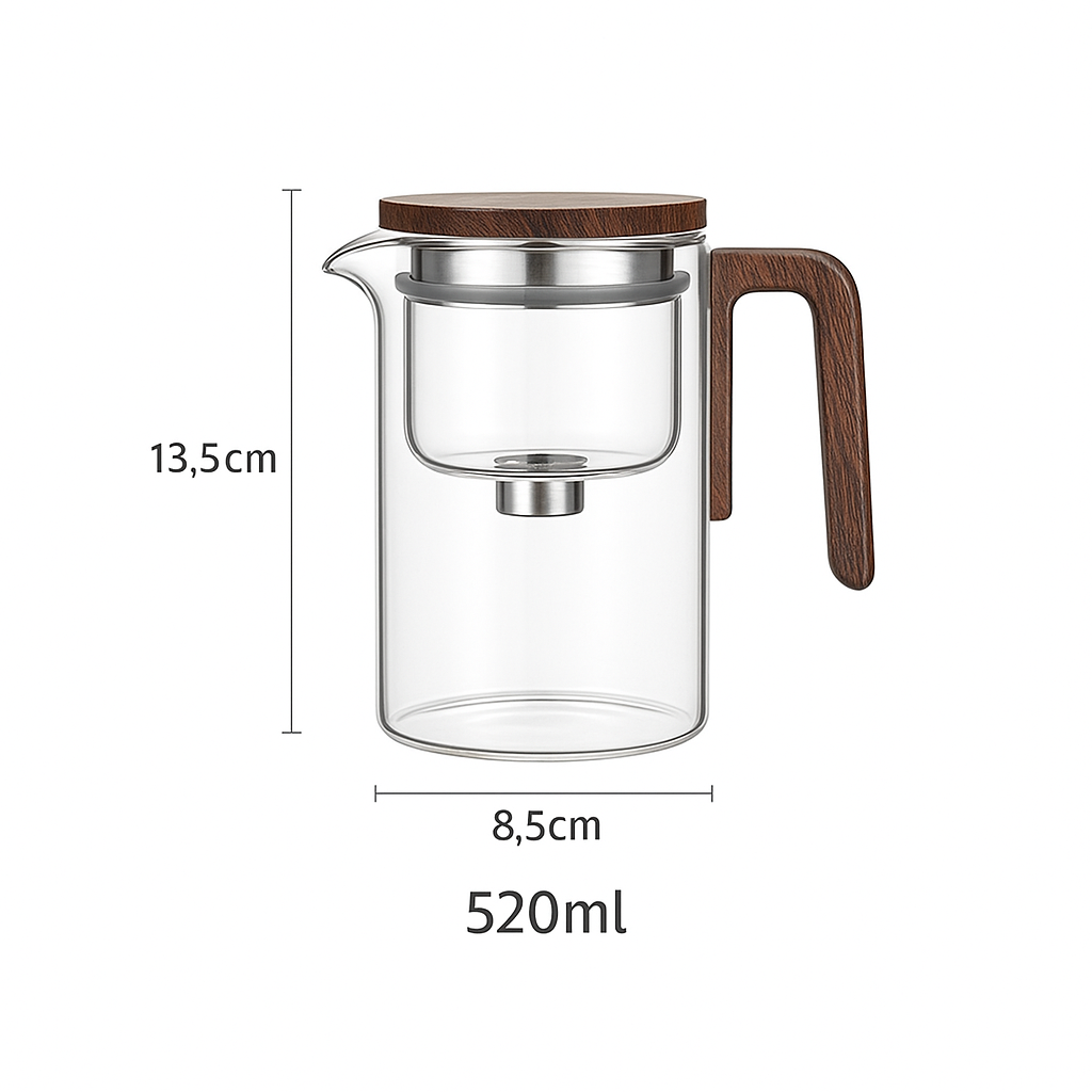 BowLift | Clarity Glass Teapot with Built-in Infuser – Heat-Resistant Tea Brewer for Loose Leaf Teas