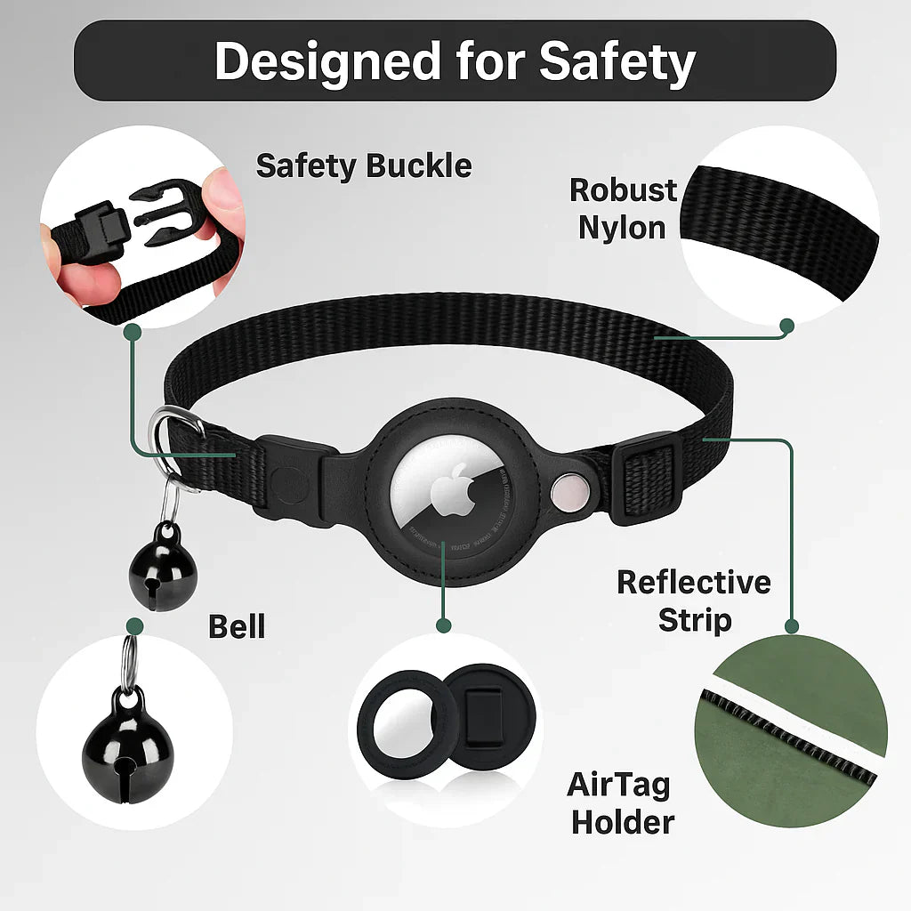 BowLift | Cat GPS Tracker Collar | Quick Release Closure, Reflective Design & Durable for Outdoor Safety Adventures