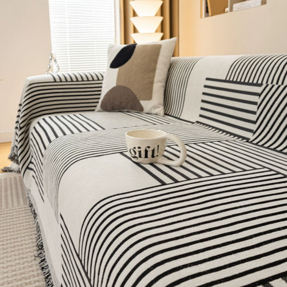 BowLift | Chenille Striped Tassel Sofa Cover