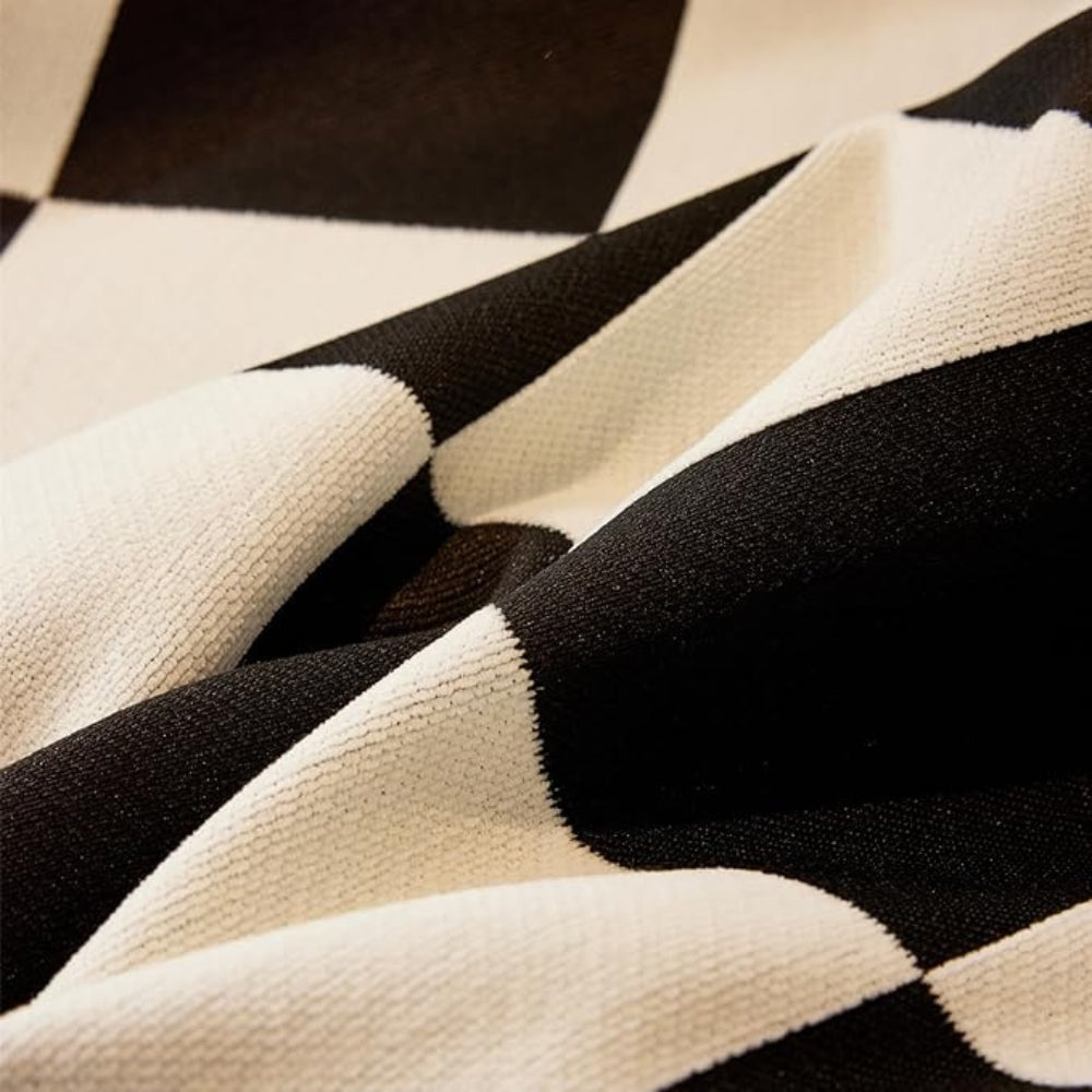 BowLift | Chess Board Chic Tasseled Sofa Cover