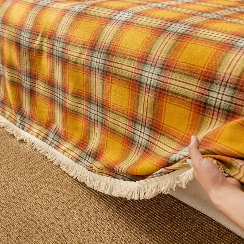BowLift | Autumn Chestnut Plaid Sofa Cover