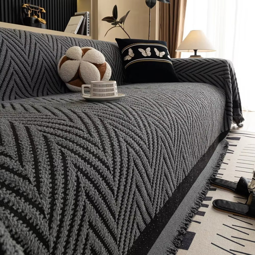 BowLift | Chevron Herringbone Tassel Sofa Cover