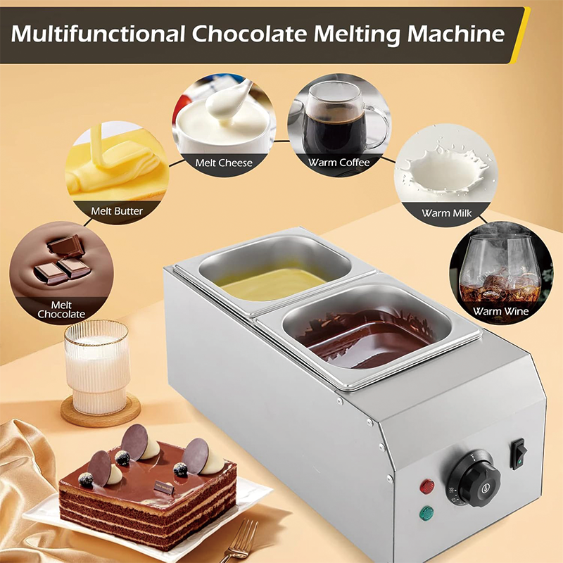BowLift | 1000W 2-Tanks Commercial Chocolate Tempering Machine, Chocolate Melting Pot for Milk Coffee