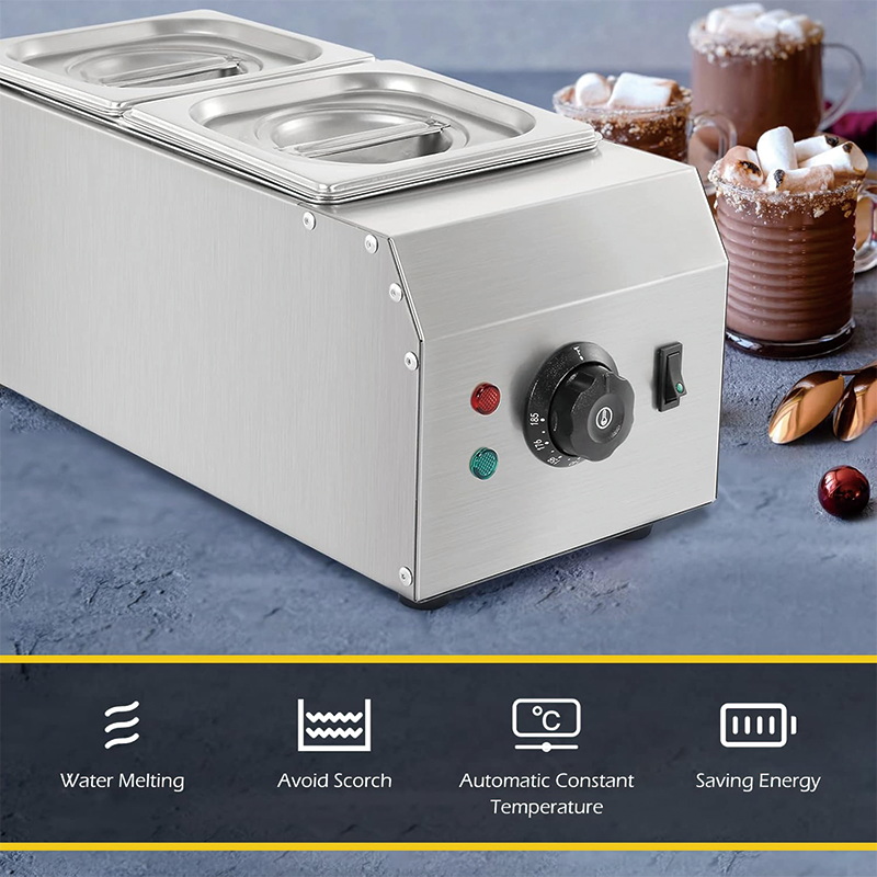 BowLift | 1000W 2-Tanks Commercial Chocolate Tempering Machine, Chocolate Melting Pot for Milk Coffee