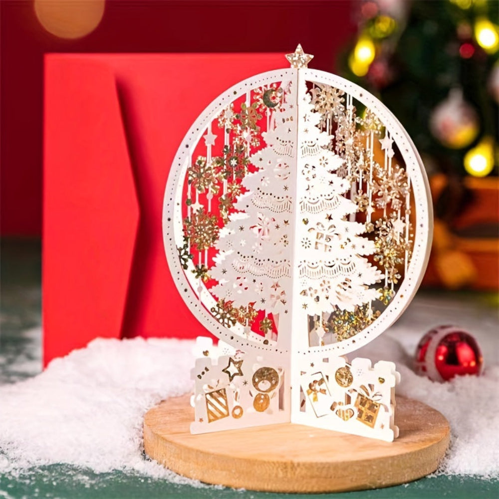 BowLift | Christmas Cards 3D Pop Up Laser Cut Tree Ornament Display