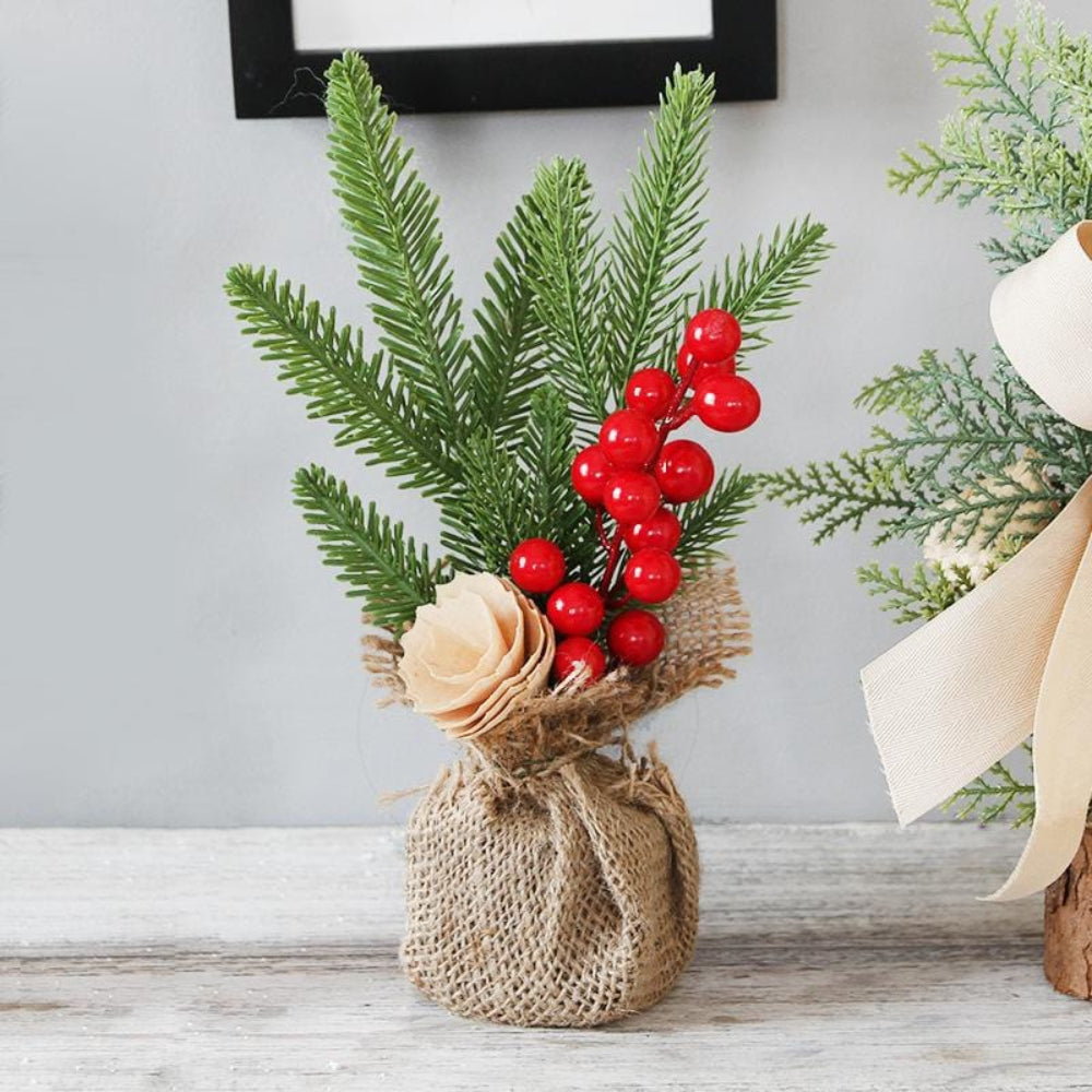 BowLift | Christmas Ornament Mini Tabletop Tree Rustic Burlap Holiday Decor