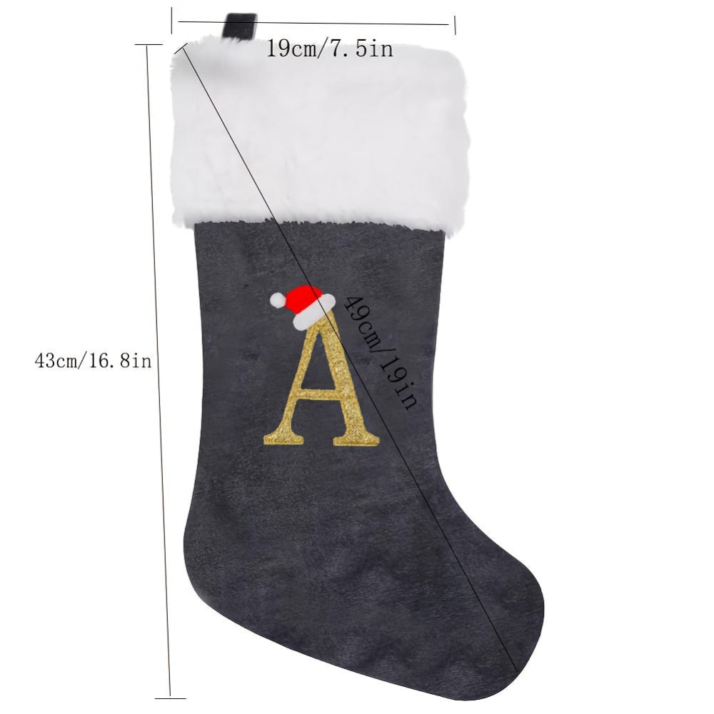 BowLift | Christmas Stockings Velvet Monogram Letter Gray Holiday Decor