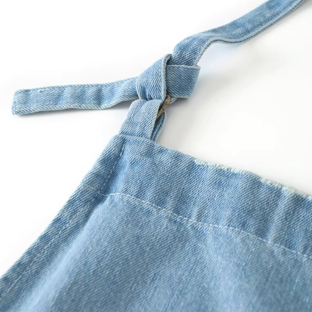 BowLift | Classic Blue Denim Apron with Front Pocket for Kitchen & Gardening