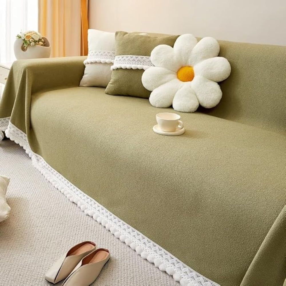 BowLift | Classic Chenille Lace Edge Sofa Cover