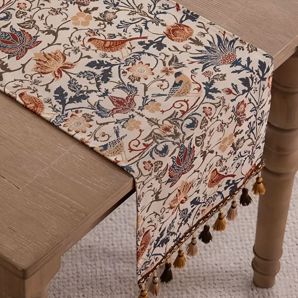 BowLift | Elegant table runner with flower and bird design