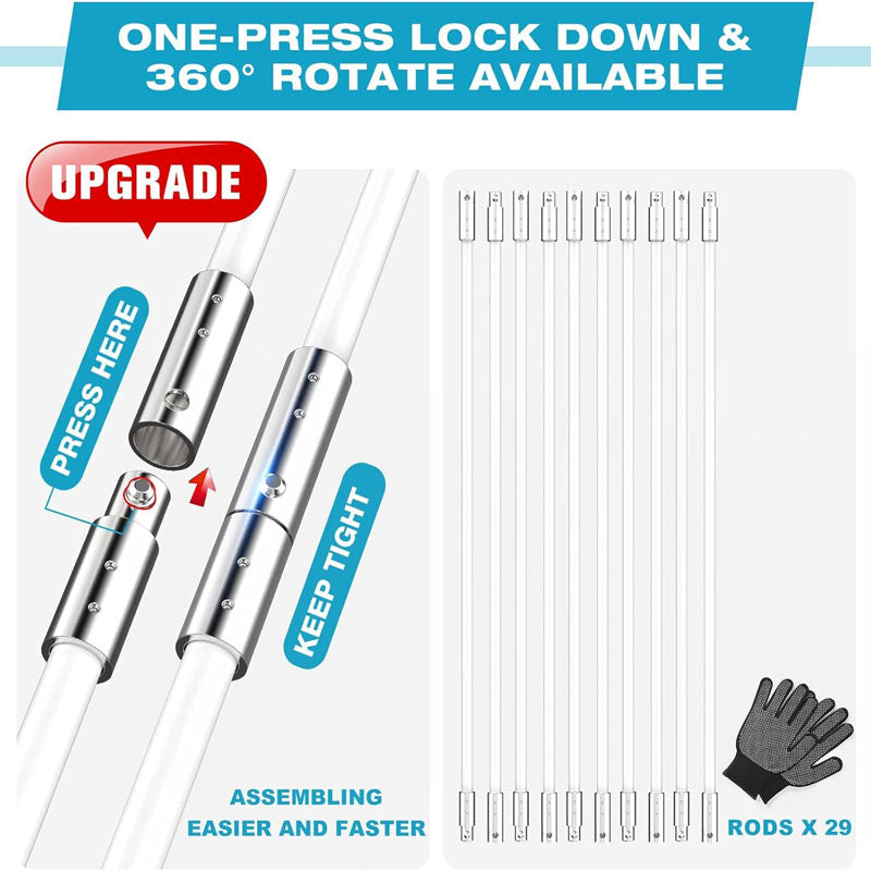 BowLift | White 40 FEET Cleaning Brushes Dryer Vent Cleaner Kit with Flexible Lint Trap Brush, Vacuum & Dryer Adapters