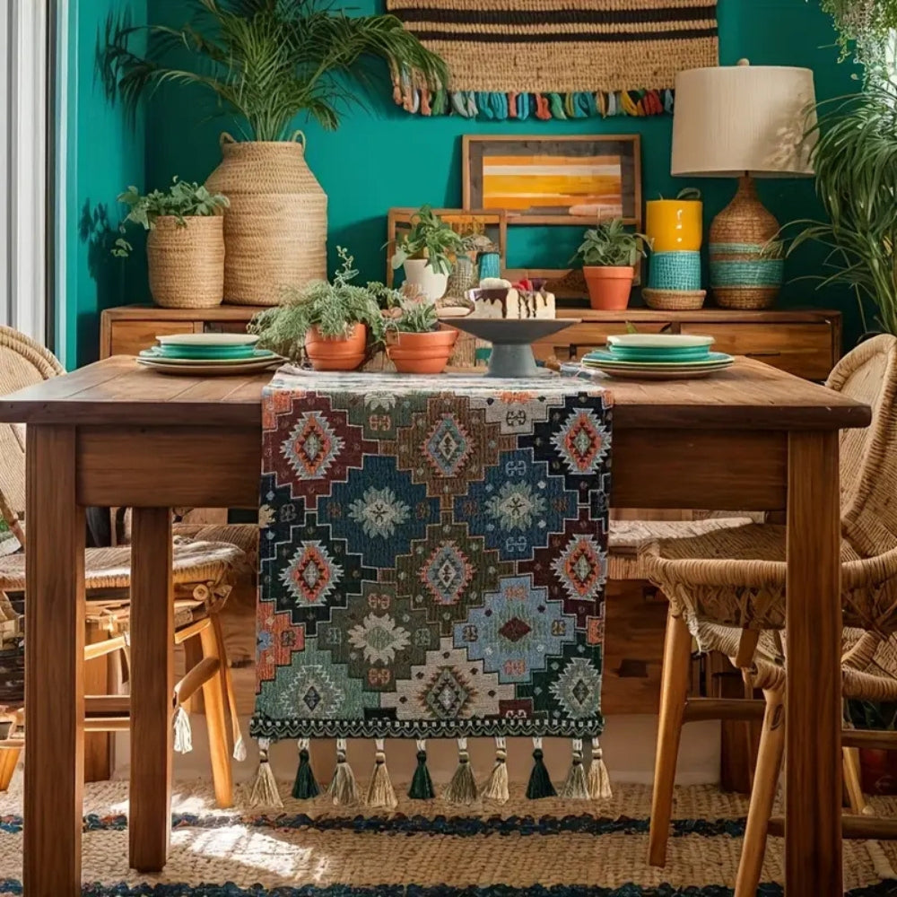 BowLift | Colorful Geometric Tassel Table Runner Decor