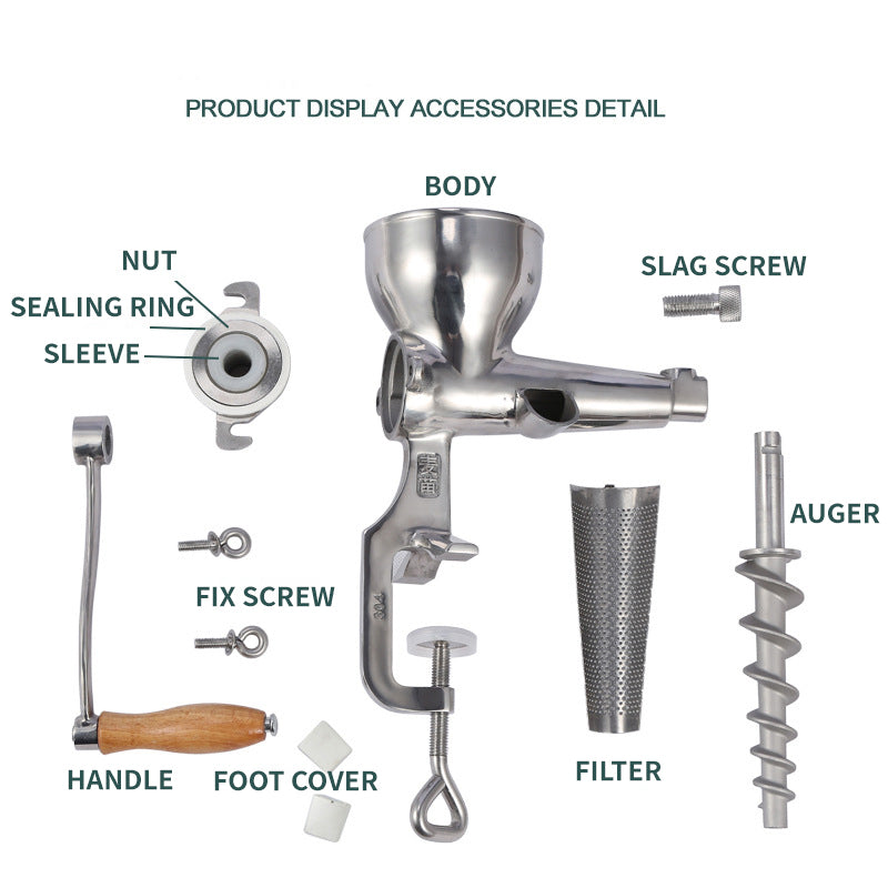 BowLift | Household Stainless Steel Manual Wheatgrass Juicer, Hand-Cranked Fruit Juicer, Juicer Residue And Juice Separation