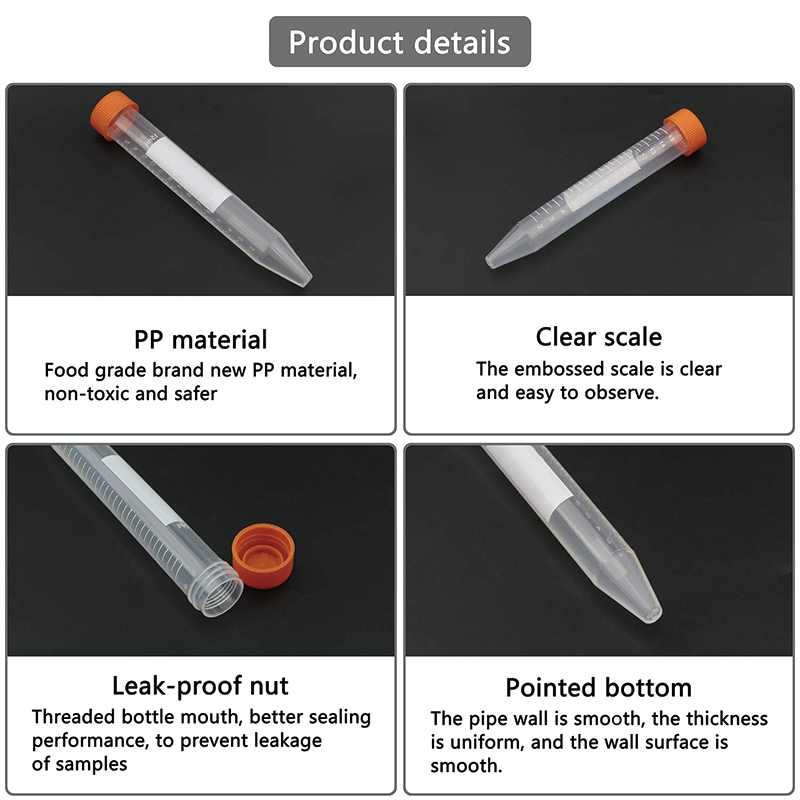 BowLift | 100 PCS Conical Tubes Sterile, 15mL Centrifuge Tubes with Graduated and Write Marks, Leak-Proof Screw Caps