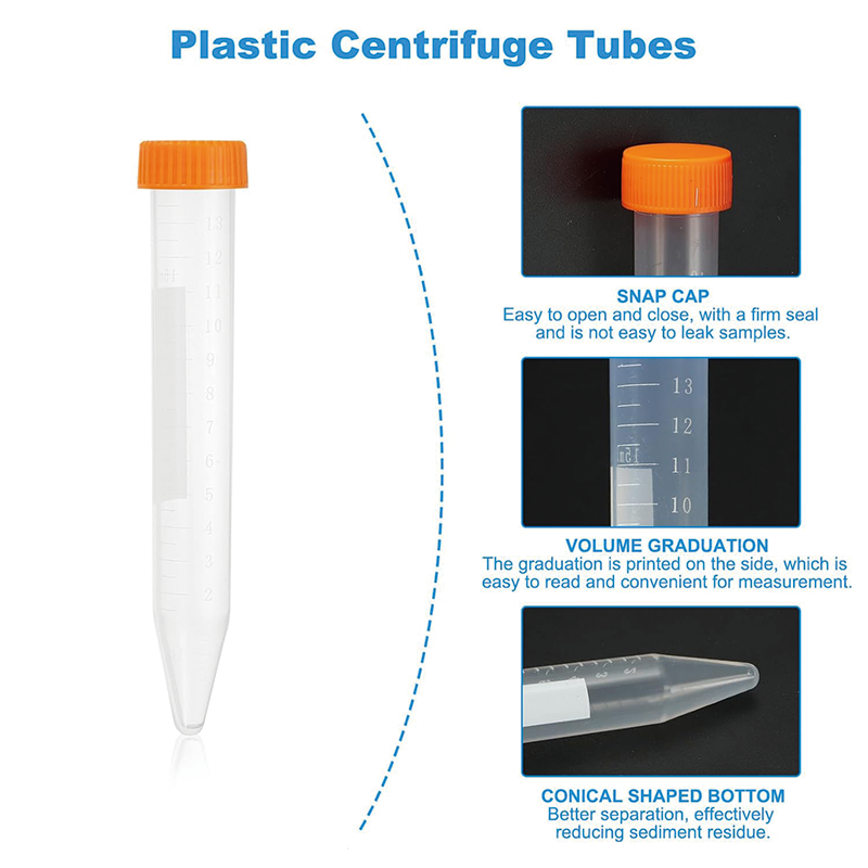 BowLift | 15ML Conical Centrifuge Tubes, Plastic Centrifuge Tubes with Leak-Proof Screw Caps and Graduated Marks (20 Pcs)