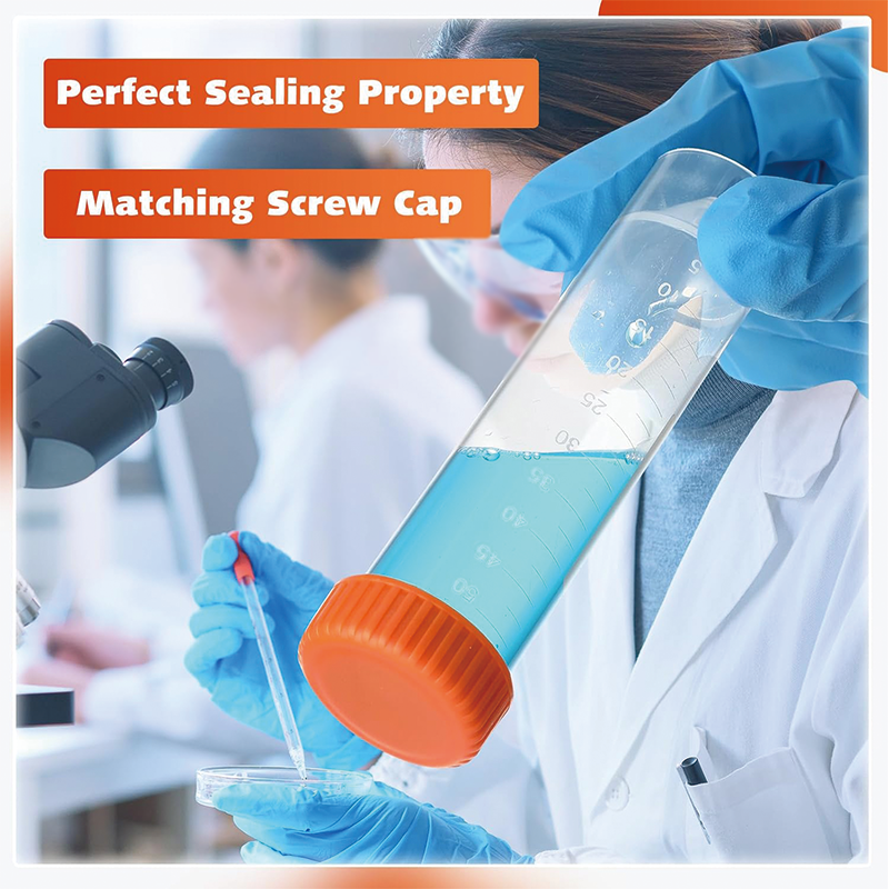 BowLift | 100Pack Conical Centrifuge Tubes, 50ml Self Standing Centrifuge Tubes with Caps Skirted Conical Tubes for Science Experiments, Liquids