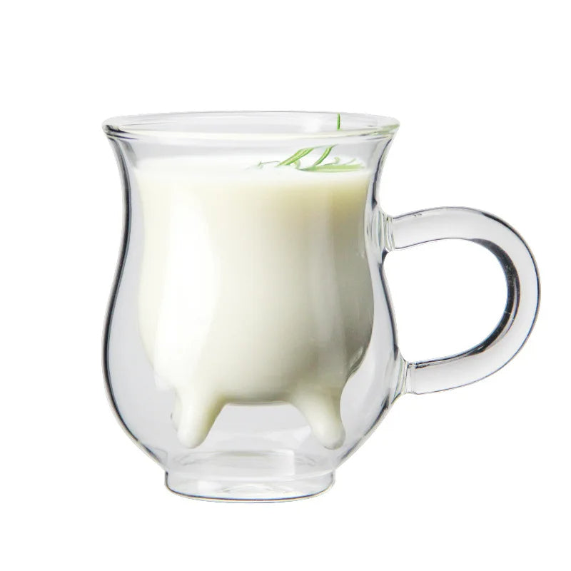 BowLift | Cow Double Layer Glass Mug