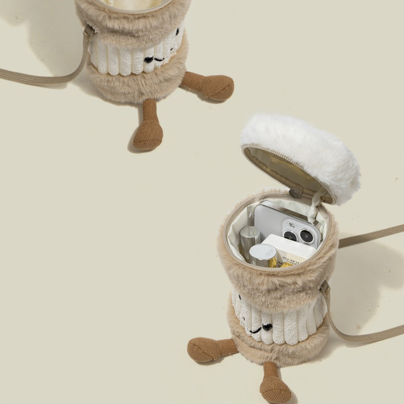 BowLift | Cute happy coffee cup holder plush bag