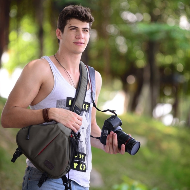 BowLift | CADEN Triangle Tscope Sling Shoulder Cross Digital Camera Bags Case Soft Bag with Rain Cover for Canon Nikon Sony K1, Size: 36*31*15cm (Army Green)