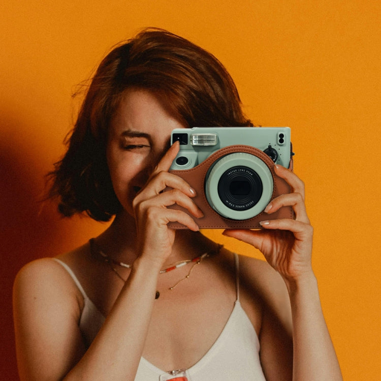 BowLift | For FUJIFILM Instax WIDE 400 Full Body Leather Bag with Shoulder Strap (Green)