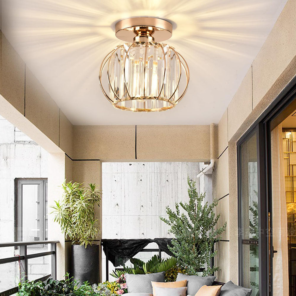 BowLift | Crystal Ceiling Light with Gold Flush Mount