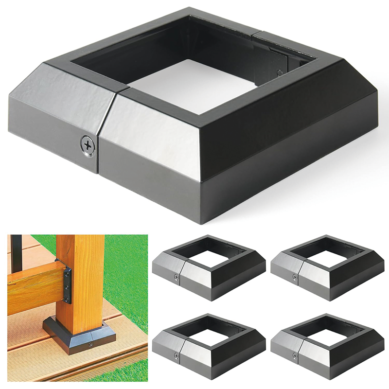 BowLift | 4 pcs 4 "x4" Deck Post Base,Aluminum Deck Post Base Cover,for Deck railings, Stairs, Patios, Porches Split Deck Post Skirt