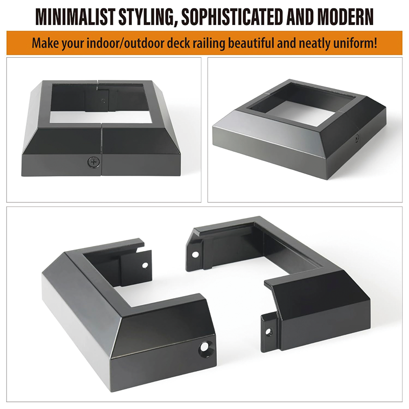 BowLift | 4 pcs 4 "x4" Deck Post Base,Aluminum Deck Post Base Cover,for Deck railings, Stairs, Patios, Porches Split Deck Post Skirt