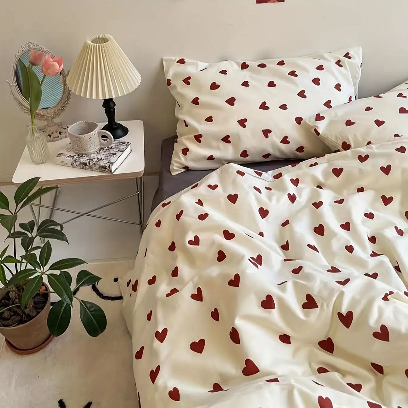 BowLift | Heart Print Bedding Set – Soft Polyester Design