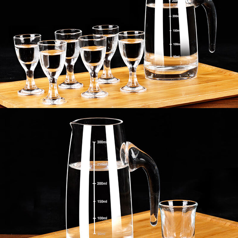 BowLift | Household White Spirits Cup Set Wine Dispenser Small Spirits Cup One Cup Chinese Restaurant Use 1 Pot 6 Cups Size