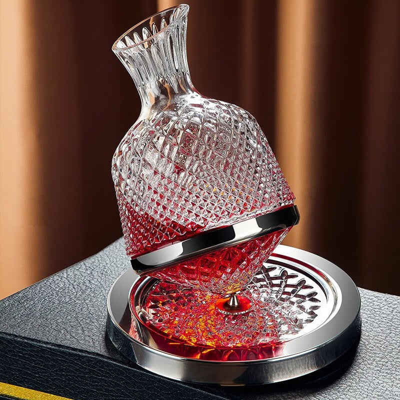 BowLift | Rotating Red Wine Decanter Wine Dispenser Crystal Glass Creative Gyro Household Wine Dispenser 1500Ml Silver