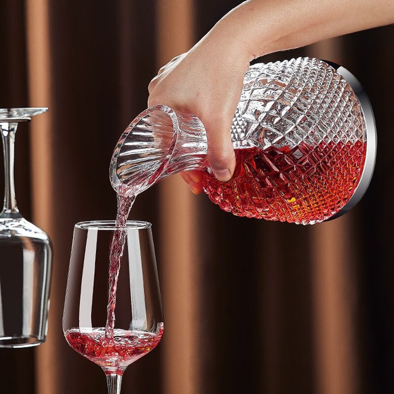 BowLift | Rotating Red Wine Decanter Wine Dispenser Crystal Glass Creative Gyro Household Wine Dispenser 1500Ml Silver