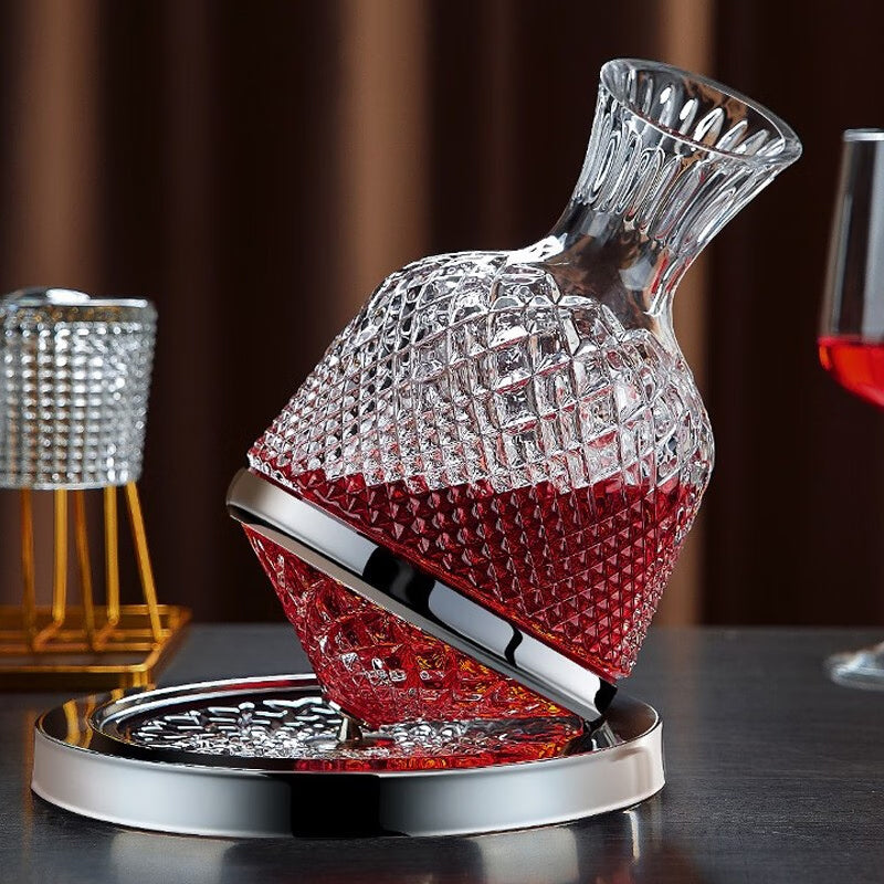 BowLift | Rotating Red Wine Decanter Wine Dispenser Crystal Glass Creative Gyro Household Wine Dispenser 1500Ml Silver