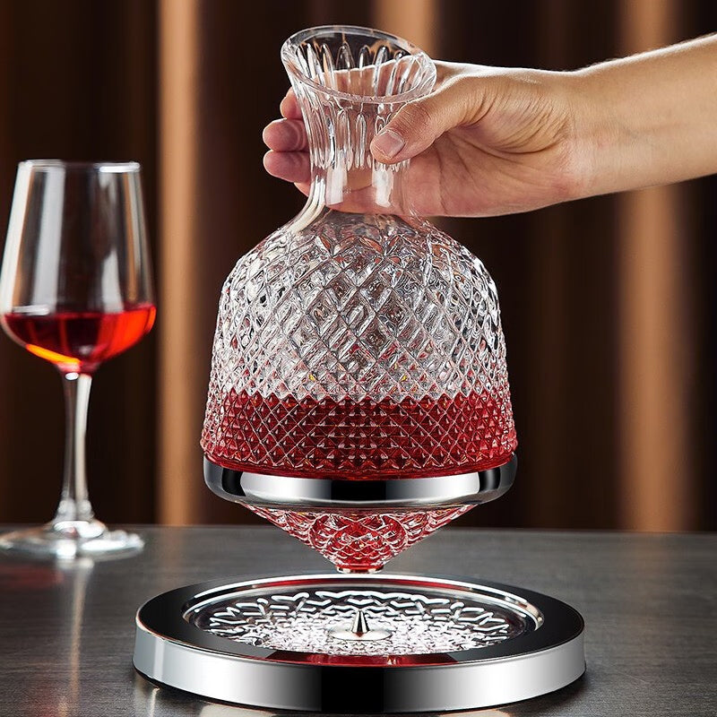BowLift | Rotating Red Wine Decanter Wine Dispenser Crystal Glass Creative Gyro Household Wine Dispenser 1500Ml Silver