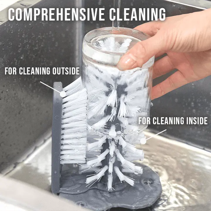 BowLift | Double-sided cup cleaning brush with suction cups for quick and easy rinsing